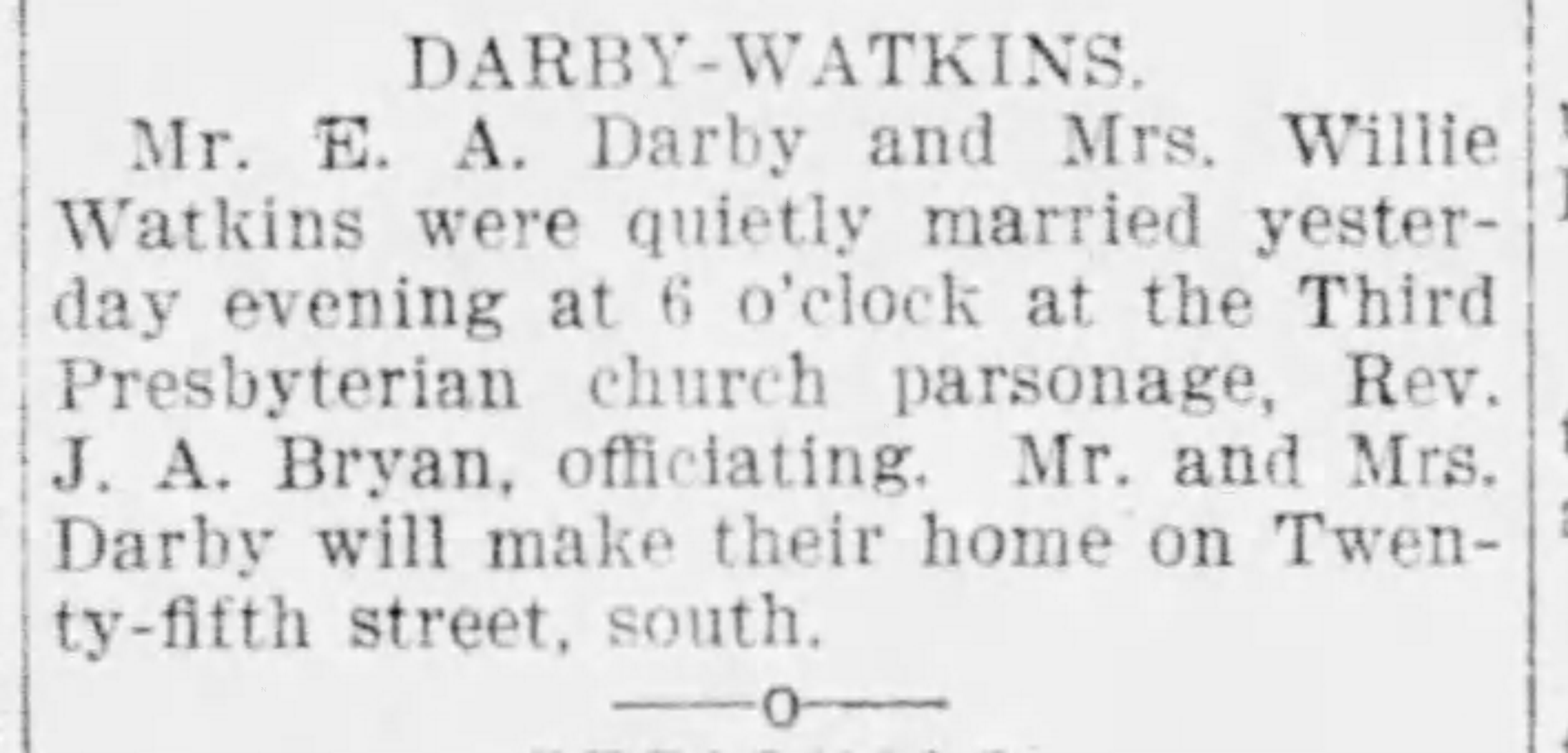 E.A. Darby-Willie Watkins